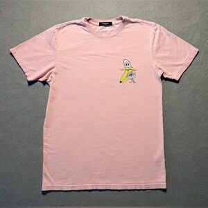 Bananas Monkey Graphic T Shirt Womens Small Pink Streetwear Tee Cotton